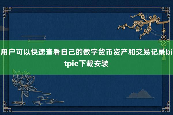 用户可以快速查看自己的数字货币资产和交易记录bitpie下载安装