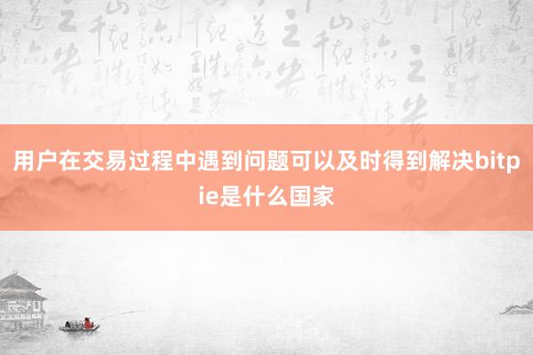 用户在交易过程中遇到问题可以及时得到解决bitpie是什么国家