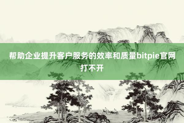 帮助企业提升客户服务的效率和质量bitpie官网打不开