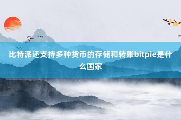 比特派还支持多种货币的存储和转账bitpie是什么国家