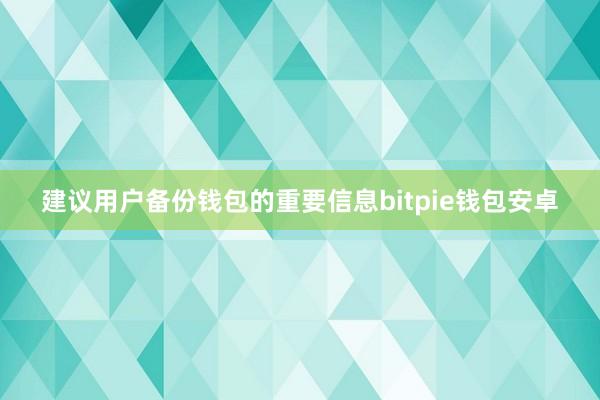 建议用户备份钱包的重要信息bitpie钱包安卓