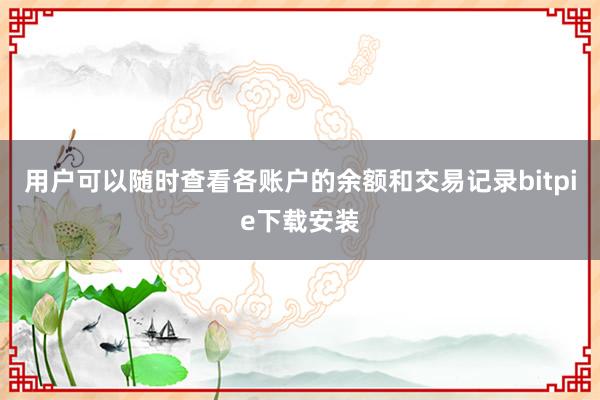 用户可以随时查看各账户的余额和交易记录bitpie下载安装