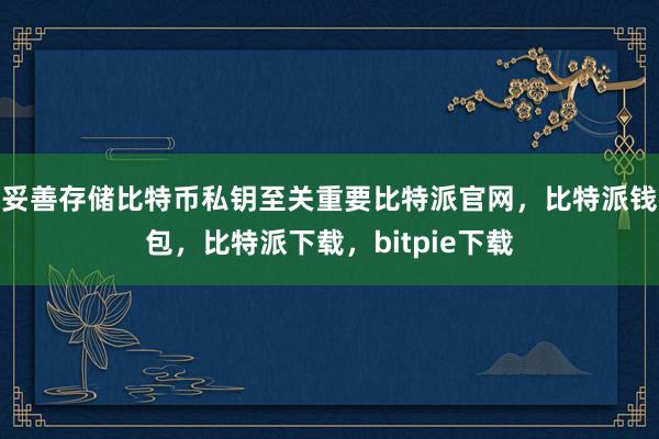 妥善存储比特币私钥至关重要比特派官网，比特派钱包，比特派下载，bitpie下载