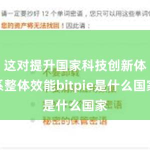 这对提升国家科技创新体系整体效能bitpie是什么国家